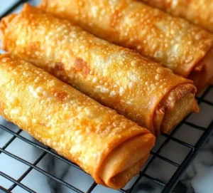 Crispy Crab Rangoon Egg Rolls with creamy filling served on a plate