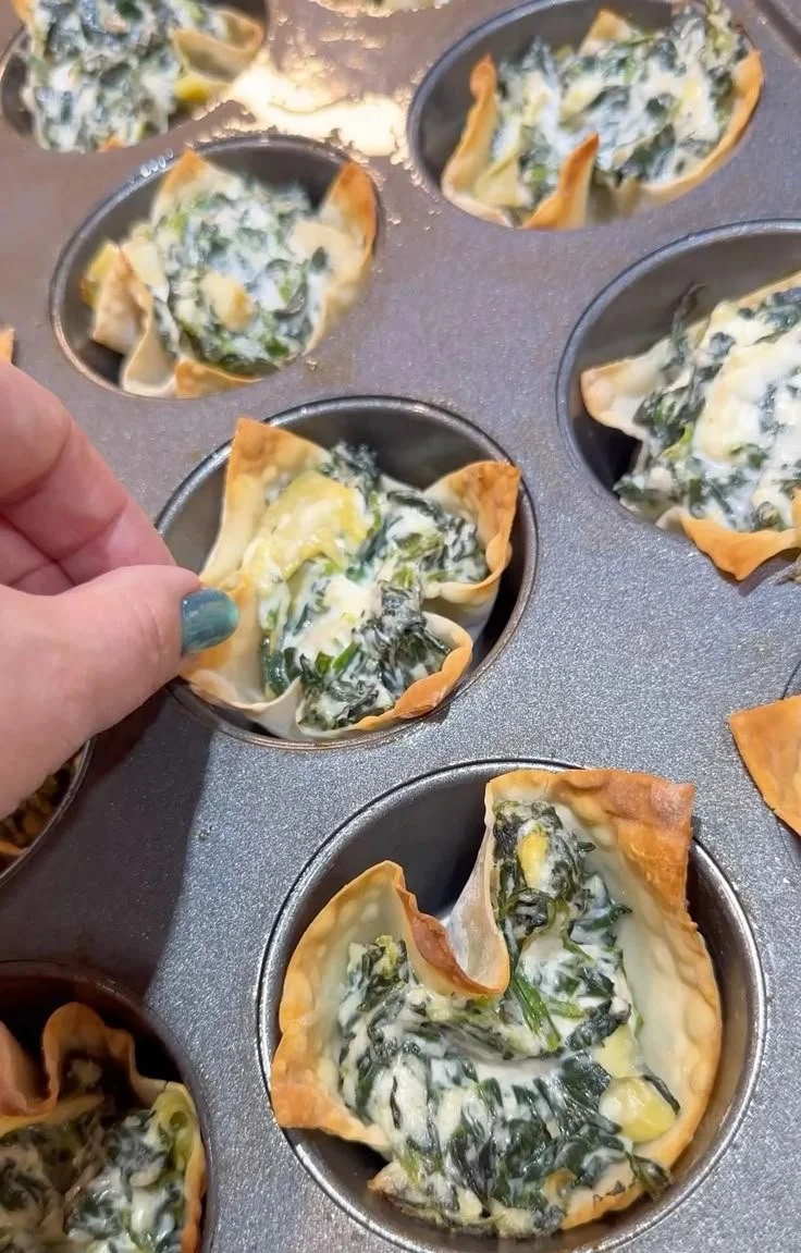 Spinach and Artichoke Wonton Cups
